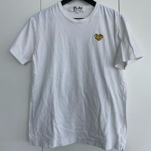 Comme De Garçon White Shirt Yellow Heart